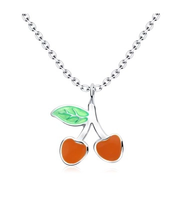 Cute Cherry Enamel Shaped Silver Necklace SPE-4177